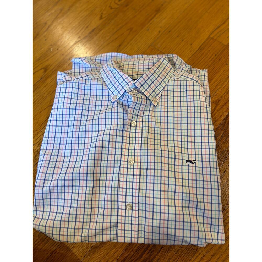 Vineyard Vines XL Check Button Down Shirt Preppy Whale Logo Cotton